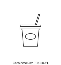 Soft drink icon in thin outline style. Junk fast food high sugar