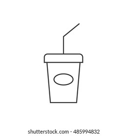 Soft drink icon in thin outline style. Junk fast food high sugar