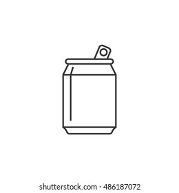 Soft drink icon in thin outline style. Junk fast food high sugar cola