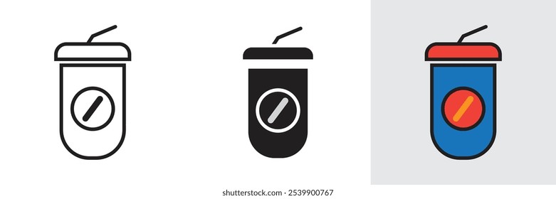 Soft drink icon vector, used for watching movies, digital web and entertainment.