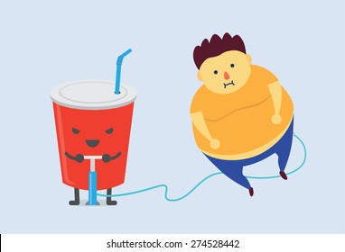 Soft drink make man fat fast with air pump