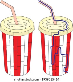 Soft drink maze maze for kids with a solution