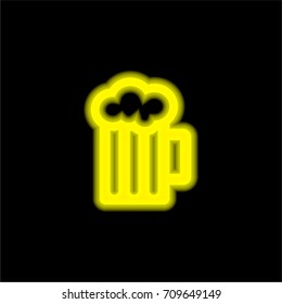 soft drink mug yellow glowing neon ui ux icon. Glowing sign logo vector