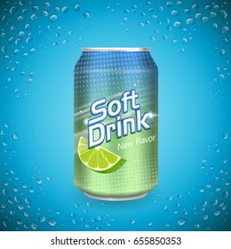 Soft Drink Package Design, Isolated Cool Blue Background 3d Illustration