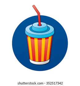 Soft drink paper cup icon.