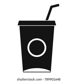 Soft drink in paper cup icon. Simple illustration of soft drink in paper cup vector icon for web