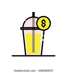 soft drink price Illustration. modern simple vector icon, flat graphic symbol in trendy flat design style. wallpaper. lockscreen. pattern. frame, background, backdrop, sign, logo.