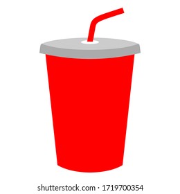 Soft drink red cup vector icon isolated on white background