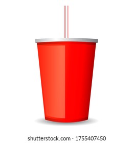 Soft drink red cup vector illustration on white background