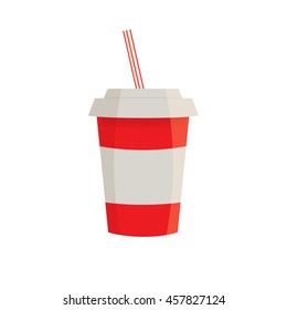 Soft drink in a red paper cup. Soda drink isolated on white background