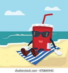 soft drink relaxed on beach