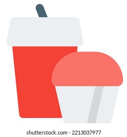 Soft drink served with freshly baked muffin.