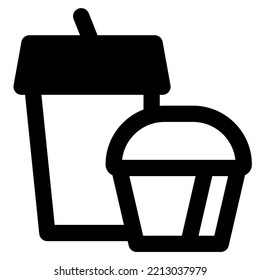 Soft drink served with freshly baked muffin.