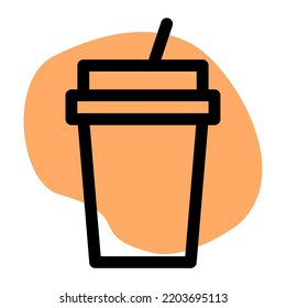 Soft drink with straw in biodegradable glass
