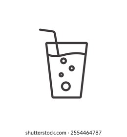 Soft Drink thin liner icon vector.