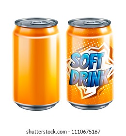 Soft drink tin can mockup template set in 3d illustration