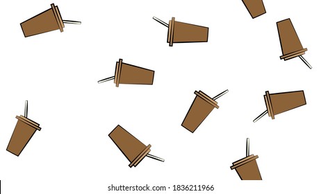 Soft drink - Vector background (seamless pattern) of water, soda, juice, cocktail, cup, can, mug, coffee, tea for graphic design.