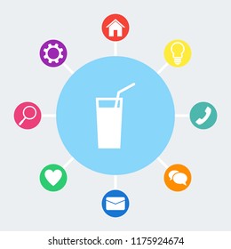 Soft drink vector icon. Glass of water sign.