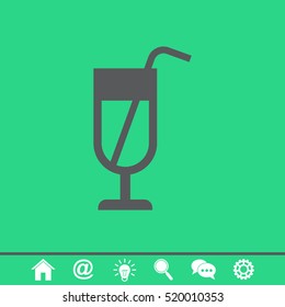 Soft drink vector icon. Glass of water sign.