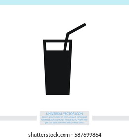 Soft drink vector icon. Glass of water sign.