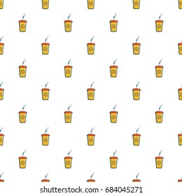 Soft drink in a yellow paper cup pattern
