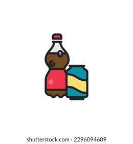 Bebidas suaves en el frasco y pueden rellenar los iconos del contorno. Ilustración vectorial. Icono aislado adecuado para web, infografías, interfaz y aplicaciones.