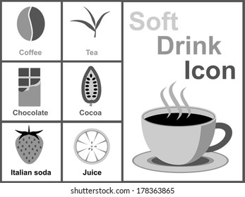 Soft Drinks design icon set in black & white