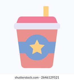 Soft Drinks Icon, Cold Drink Fourth Of July Vector Icon, Vector Style Flat Icon. 