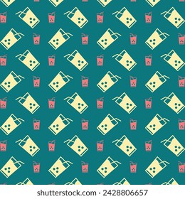 Soft drinks trendy repeating pattern beautiful vector illustration blue background