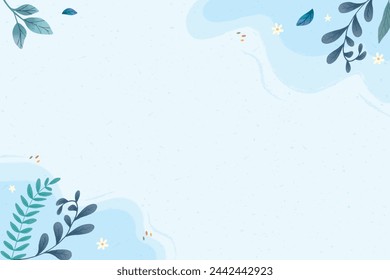 Soft Earth Tone Vectors Abstract Design Leaves, Flowers, Geometric Shapes on Blue Background