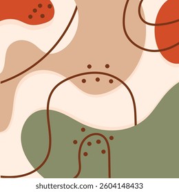 Soft earthy blobs with curved line accents. Vector