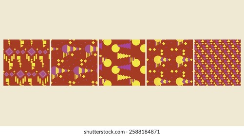 Soft earthy brown pastel geometric Abstract  seamless pattern bundle perfect for branding, packaging,  fabric , stationary , wallpaper and stylish modern designs