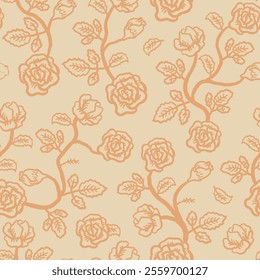 soft earthy color flower seamless pattern. pastel color flower pattern for fabric print, textile, wallpaper, or wrapping paper.