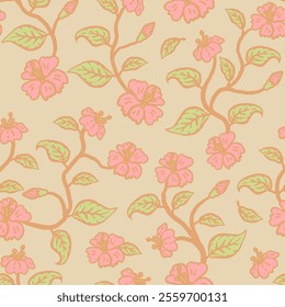 soft earthy color flower seamless pattern. pastel color flower pattern for fabric print, textile, wallpaper, or wrapping paper.