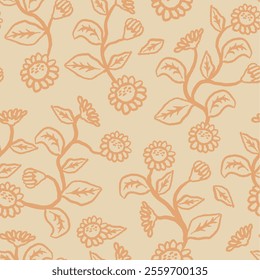 soft earthy color flower seamless pattern. pastel color flower pattern for fabric print, textile, wallpaper, or wrapping paper.