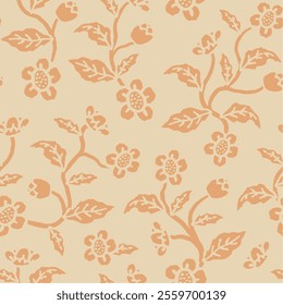 soft earthy color flower seamless pattern. pastel color flower pattern for fabric print, textile, wallpaper, or wrapping paper.