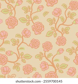 soft earthy color flower seamless pattern. pastel color flower pattern for fabric print, textile, wallpaper, or wrapping paper.