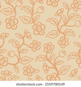 soft earthy color flower seamless pattern. pastel color flower pattern for fabric print, textile, wallpaper, or wrapping paper.