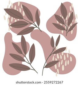 Soft, earthy tones blend with stylized leaves