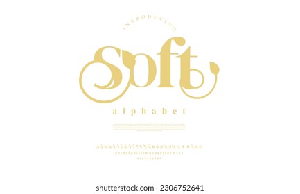 Soft elegant alphabet letters font and number. Classic Lettering Minimal Fashion Designs. Typography modern serif fonts decorative vintage design concept. vector illustration