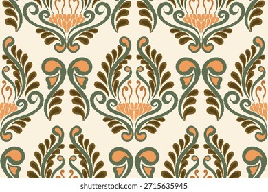Padrão suave e elegante de damasco floral sem costura.