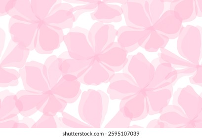 Soft and elegant floral background with pink cherry blossoms (sakura). arranged in an overlapping manner with a subtle transparency effect. Flower seamless pattern.