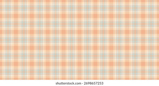 Soft, elegant plaid texture in peach, cream and blue hues. Seamless tartan pattern for backgrounds, textiles, and design projects. Versatile and cozy feel.