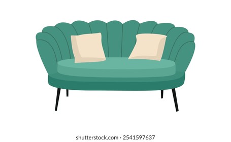 Soft and Elegant Sofa Illustrations for Home Decor. Sofa Illustration in Interior Design Visualizations. Comfort Cozy Chair Designs. 