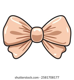 A soft and elegant vector drawing of a beige bow, symbolizing simplicity and grace. 