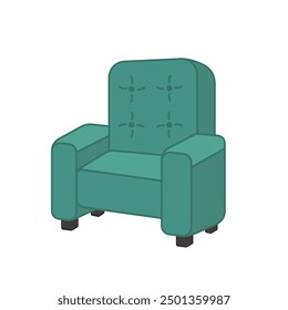 soft emerald colored chair on white background