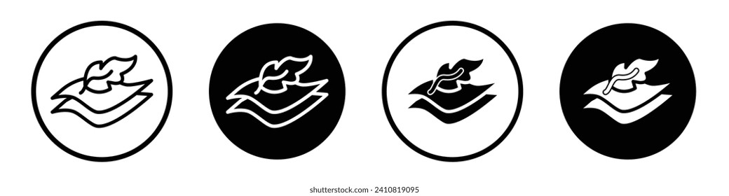 Soft fabric icon set. Comfort and gentle fabric like a feather vector symbol in a black filled and outlined style. Smooth clothe sign.