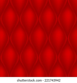 Soft fabric quilted background. Silk or velvet texture. Red color.