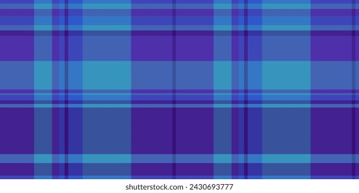 Soft fabric tartan textile, tech seamless check plaid. Material pattern texture background vector in blue and indigo color.