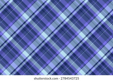 Soft fabric textile background, elementary seamless texture vector. Indian check plaid pattern tartan in blue and indigo colors palette.